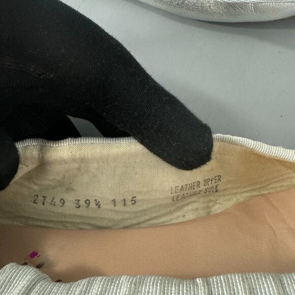 Milly Made in Italy Silver Metallic Leather Ballet Flats, Size 39.5 - Picture 14 of 15